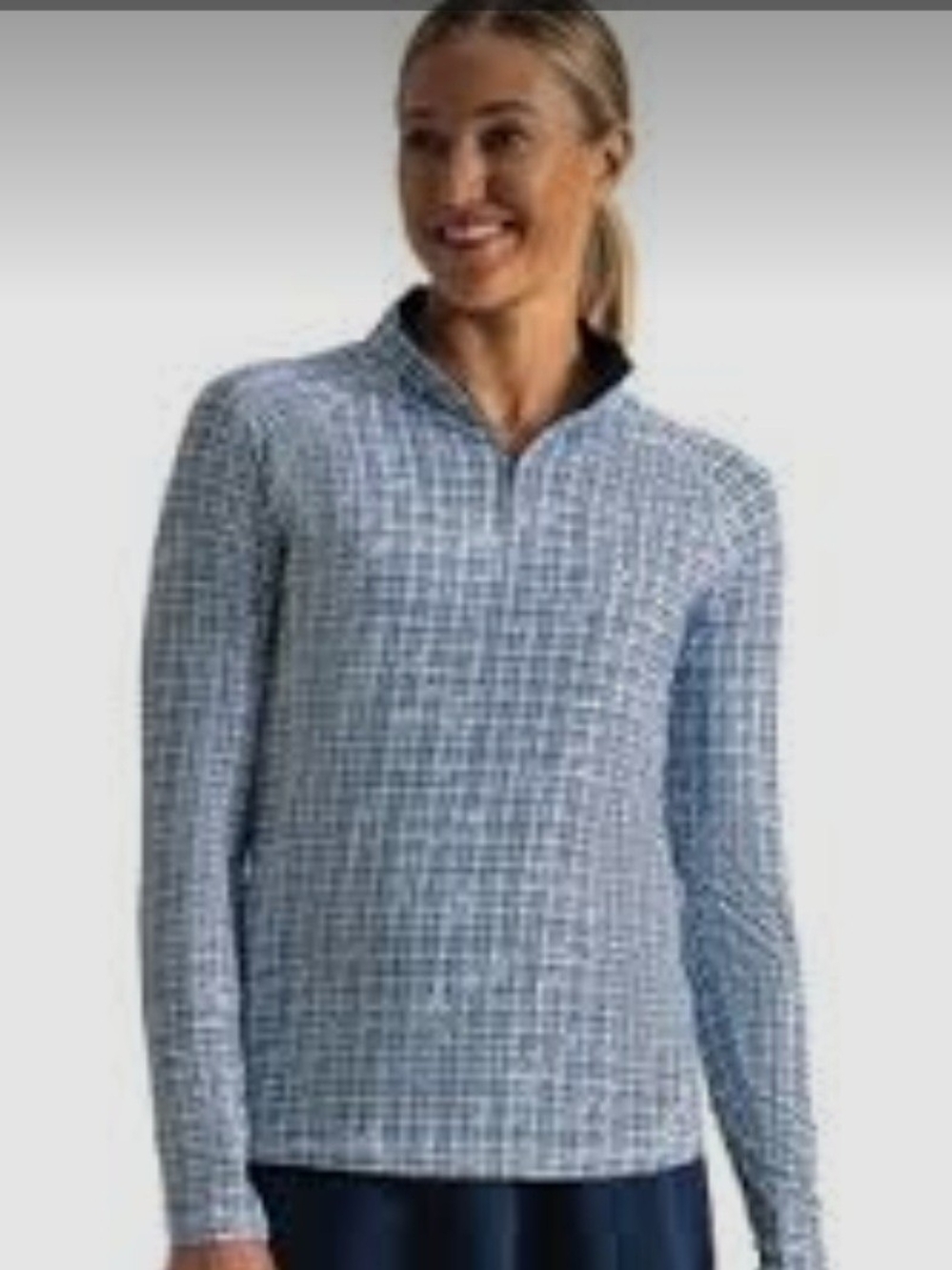 NWT FootJoy Women's Sun Protection Long Sleeve Golf Shirt  Blue Houndstooth Sz S